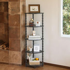 MaxSmeo Corner Shelf, 5-Tier Corner Bookshelf, Stylish Corner Storage Display Shelves for Bedroom, Bathroom, Kitchen, Living Room (Charcoal Gray)