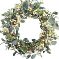 20Inch Artificial Eucalyptus Berry Wreath Green Leaf Eucalyptus Wreaths Spring Summer Wreath for Front Door Window Hanging Wall Party Decorations (20in)