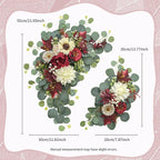 Odouzy Artificial Wedding Arch Flowers for Wedding Sign,Set of 2 for Welcome Ceremony Sign,Faux Floral Swags, Banquet and Reception Backdrop Floral Decoration (White Red)