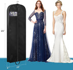 KIMBORA 65" Dress Garment Bags for Hanging Clothes Travel, Gusseted Garment Bags for Closet Storage with Handles for Long Gowns, Coats（3 Packs）