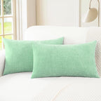 CaliTime Throw Pillow Covers Decorative 12 X 20 Inches Pack of 2 Cozy Chenille Cushion Cases for Couch Sofa Bed Living Room Home Grey Green