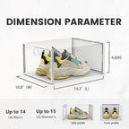 Pinkpum XXL Larger Shoe Storage Boxes Fit Size 14, Clear Plastic Stackable Shoe Organizer 12 Pack Sneaker Storage for Sneakerheads Shoe Containers