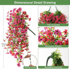 Artificial Hanging Flowers Plants for Outdoor Spring Summer Decoration, 2PCS Faux Silk Daisy UV Resistant Look Real for Outside Home Indoor Planter Porch Garden Yard Decor(Rose Red Fuchsia)