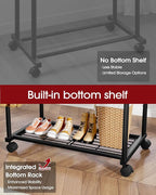 Metal Clothes Rack - Double Rod Clothing Rack with Fixed Design and Rolling Wheels, Coat Rack with Built-In Shelf for Closet Organizers and Storage (38.5" x 16.9" x 59.0", Black)