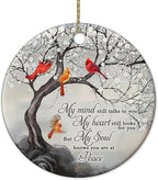HYTURTLE My Mind Still Talks To You Cardinal Circle Ceramic Ornament - Memorial Christmas Ornament Gifts For Loss Of Loved One In Heaven - Memorial Hanging Home Decorations Ornaments - 3' Inch