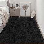 Fluffy 5x7 Area Rugs for Living Room Bedroom: Ultra Soft Shag Rug Non-Slip Non-Shedding Small Plush Bedside Rug Indoor Floor Carpets for Kids Room Playroom Entryway Nursery Dorms Home Decor Black