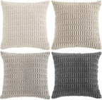 Fancy Homi 4 Packs Decorative Throw Pillow Covers for Living Room Couch Bed, Modern Farmhouse Boho Home Décor Accent Cushion Case, 26" x 26", Grey Series