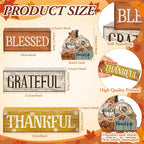 Lineshading 4 Pcs Fall Pumpkin Decor Fall Table Decoration Thanksgiving Tiered Tray Decor Thanksgiving Centerpiece Rustic Stacked Pumpkin Block Signs Farmhouse Harvest Decoration for Home Kitchen