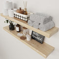 BAOBAB WORKSHOP Wood Floating Shelves for Bathroom Wall - Long Shelf 36 inch - Floating Wooden Shelves for Bedroom Kitchen Living Room - Natural Wood Shelves, 36 x 6.7 Inch, Set of 2