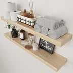 BAOBAB WORKSHOP Wood Floating Shelves for Bathroom Wall - Long Shelf 36 inch - Floating Wooden Shelves for Bedroom Kitchen Living Room - Natural Wood Shelves, 36 x 6.7 Inch, Set of 2