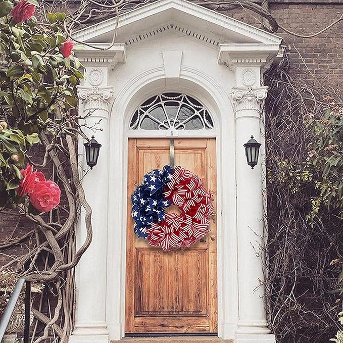 250th Anniversary Patriotic Wreath, 4th of July Wreath for Front Door, Patriotic Wreath Handmade Eagle Wreaths, Memorial Day Home Decoration for Indoor and Outdoor (D)