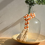 Meplait Fall Wood Bead Garland, 39in Farmhouse Beads with Tassels Halloween Tiered Tray Decor Decorative Beads Home Decor（Orange & Natural）