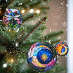 Sun and Moon Decor Decorative Ornament for Christmas Ornaments, Celestial Decor Round Acrylic Hanging, Stained Glass Effect Window Hanging Style, Thanksgiving Gifts, Moon Gifts for Women