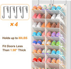 20-30 Pairs Over the Door Shoe Organizer, Breathable Mesh Pocket Hanging Shoe Storage for Closet, 10-Tier Door Shoes Rack, Handing Shoes Holder Fit All the Family's Sneakers, Boots, Heels, Beige