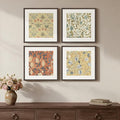 Framed William Morris Wall Art Set of 4, Vintage Botanical Floral Fruit Pattern Canvas Prints Artwork for Walls, Retro Natural Square Picture for Living Rooms Dining Room Hallway Wall Decor, 12x12 In
