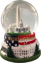 Washington, D.C. Snow Globe with Famous Buildings and Monuments - American Flag Base - Large