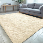 OLANLY 5x7 Machine Washable Large Area Rugs for Living Room, Bedroom, Soft Fluffy Shaggy Bedside Rug, Indoor Floor Carpet for Kids Girls and Boys, Dorms, Nursery, Home Decor Aesthetic, Cream