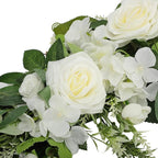 TITA-DONG 25.6inch Artificial Rose Peony Flower Swag, Front Door Peony Floral Arch Garland Swag Hydrangeas Eucalyptus Leaves Wreath for Wedding Arch Front Door House Wall Decoration(White)