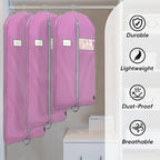 BALEINE 5PK Heavy Duty Garment Bag with Shoe Storage Travel Bag for Dresses, Suit, Coats Travel Essential (54", Pink)