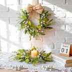 6 PCS Spring Summer Eucalyptus Kitchen Cabinet Wreaths Small Artificial Green Eucalyptus Leaf Wreath for Front Door with Ribbon Boxwood Mini Wreath for Porch Wall Window Farmhouse Wall Home Decor