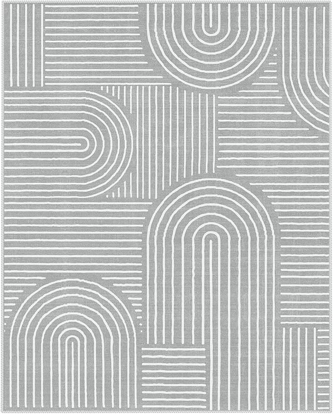 Lahome Abstract 8x10 Area Rugs for Living Room, Non Slip Bedroom Rug 8x10 Under Bed, Soft Grey Ultra-Thin Accent Carpet for Dining Room Office(8x10ft,Gray)