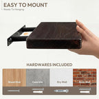 Marsmiles 40 inch Floating Shelves for Wall Solid Elm Wood Wall Mounted Shelves|Rustic Long Floating Shelves with Invisible Bracket for Bathroom Kitchen|Rounded Edge|Walnut, 1 Pack