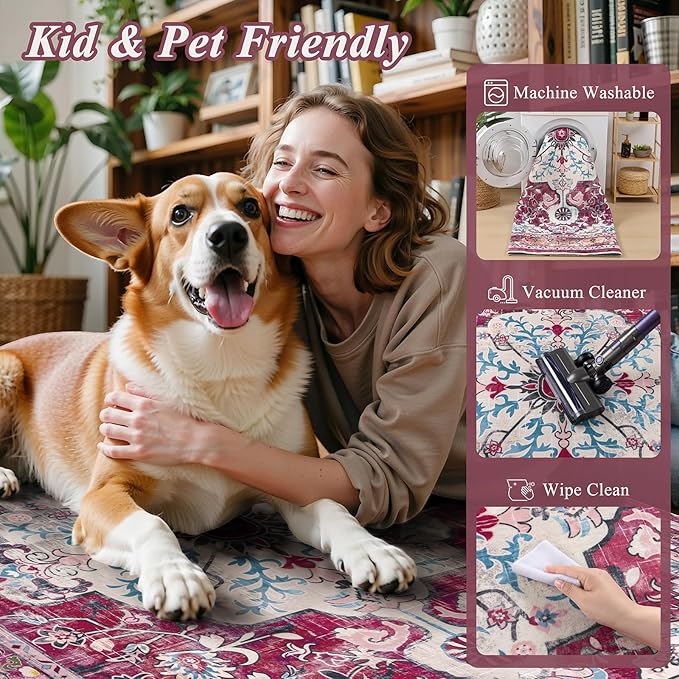 U'Artlines Area Rug 5x7 Boho Washable Soft Carpet for Living Room Bedroom Dining Room Office Indoor Rugs for Home Decor