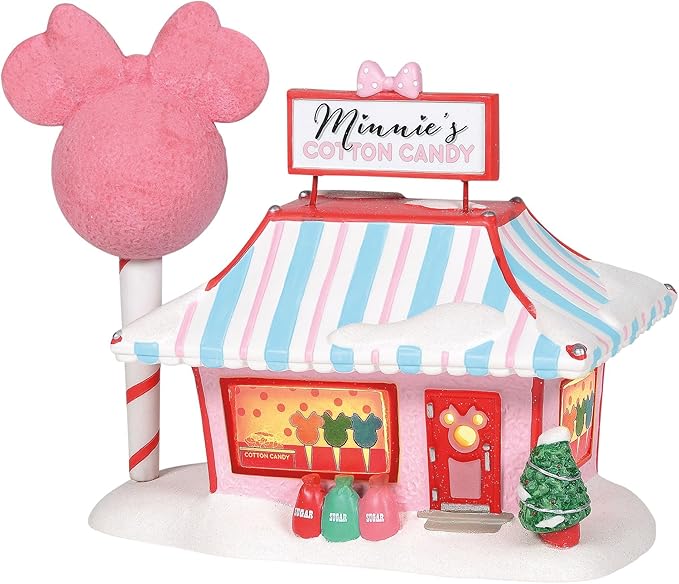 Department 56 Disney Village Minnie Mouse Cotton Candy Shop Lit Building, 7.56 Inch, Multicolor