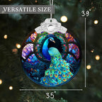 2025 Christmas Ornaments, Christmas Tree Ornaments Acrylic, Faux Stained Glass Effect White Elephant Gifts Exchange, Unique Suncatcher Xmas Stocking Stuffers for Women, Men (Peacock)