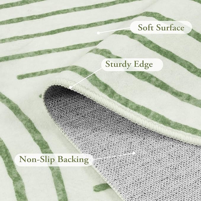 Lahome Abstract 10x14 Area Rugs for Living Room Bedroom, Soft Large Washable Rugs, Ultra-Thin Non-Slip Modern Dining Room Rug Non-Shedding Accent Carpet for Office, Green