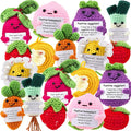 VioraWhite 18 Pcs Mixed Positive Animal Emotional Dolls Bulk Encouragement Emotional Knitted Crochet Gifts with Positive Words for Friends Coworker Decorations for Home Office