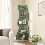 LITTLE TREE Small Corner Shelf, Modern 5-Tier Wall Corner Bookshelf, Stylish Bookcase Storage Rack for Small Space, Living Room, Bedroom, Green, 2 Pack