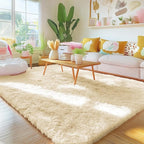 OLANLY 5x8 Machine Washable Large Area Rugs for Living Room, Bedroom, Soft Fluffy Shaggy Bedside Rug, Indoor Floor Carpet for Kids Girls and Boys, Dorms, Nursery, Home Decor Aesthetic, Cream