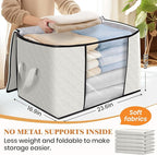 Fab totes 24 Gallons Clothes Storage, Foldable Thick Fabric Blanket Storage Bags, Containers for Organizing Bedroom, Closet, Clothing, Comforter, Organization with Handle (4 Pack,Ivory)