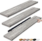 Sorbus Floating Shelves for Wall - 55 Inch Extra-Long Bathroom Shelves, Wall Decor for Bedroom, Kitchen, Living Room, Book Storage - Mounted Floating Shelf with Hidden Brackets (Gray, 3 Pack)