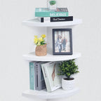 Marsmiles Floating Shelves Set of 3 | Wall Shelves | Wall Mounted Storage Display Shelving for Bathroom, Bedroom, Living Room, Kitchen | 12-4/5" D x 12-4/5" W | Fan-Shaped, Simply White