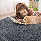 OLANLY Grey Round Rugs for Bedroom - Machine Washable, 6 ft Circle Area Rugs for Living Room, Soft and Fluffy Shaggy Carpet for Teen Girls and Boys, Nursery Rooms, Dorms, Home Decor Aesthetic