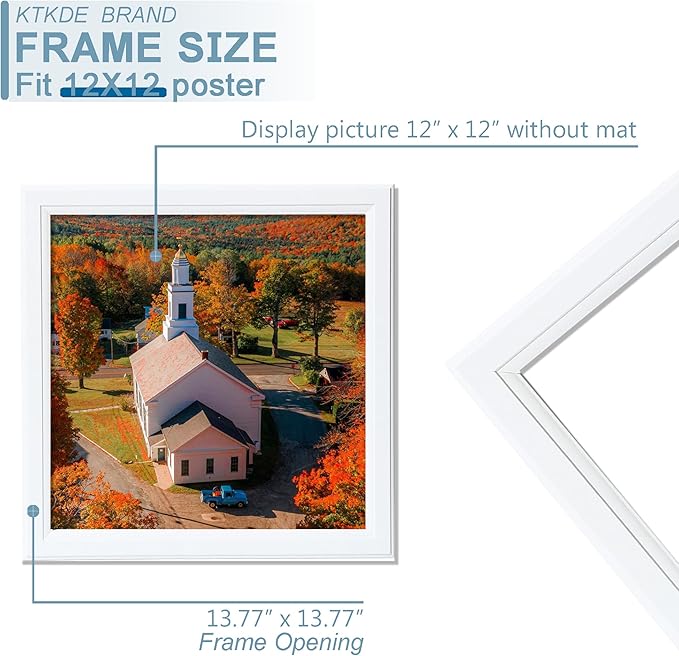 KTKDE 12x12 Picture Frame Set of 3, White Wooden frames, Wall Hanging Display, Best Square Photo Frame Studio Gallery for Photos, Posters & Art Prints