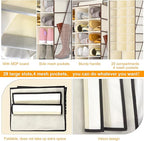 VERONLY Hanging Shoe Organizer for Closet-Collapsible Storage Rack with 25 Sections & 4 Side Pockets, Hanging Shoe Shelves for Hats,and Clothes, Beige