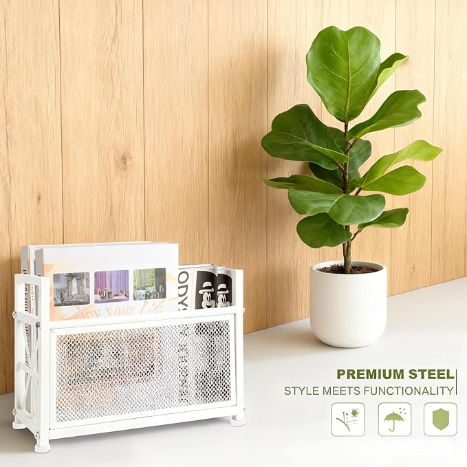 Magazine Holder Floor, White Magazine Rack, Metal Magazine Rack Floor, Mesh Magazine File Holder, Magazine Stand for Desk, Mesh Magazine File Holder, Magazine Newspaper Storage Basket