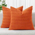 MIULEE Pack of 2 Orange Corduroy Decorative Pillow Covers 20x20 Inch Soft Boho Striped Throw Pillow Covers Modern Farmhouse Home Decor for Halloween Thanksgiving Summer Sofa Living Room Couch Bed