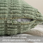 Aegero Pack of 2 Corduroy Decorative Throw Pillow Covers 16x16 Inch Soft Striped Pillow Covers Modern Farmhouse Home Decor for Sofa Living Room Couch Bed（Blackish Green）