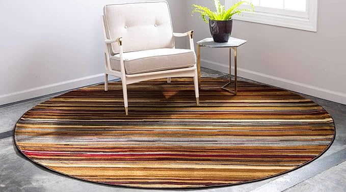 Unique Loom Barista Collection Area Rug - Icatu (4' 1" Round, Beige/ Brown)