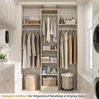 48" Closet Organizer System, 4FT Closet System for Small Closets with 4 Hanging Rods & 3 Shelves, 80"H Small Closet Organizers and Storage for Bedrooms, Cloakrooms, White Oak