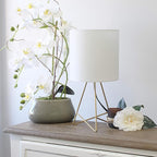 Simple Designs LT2066-GDW-LB 14" Down to The Wire Table Lamp for Bedroom, Living Room, Entryway, Office, Gold with White Shade, with Feit LED Bulb Included