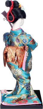 ALAMIYA Home Decoration Asian Japanese Geisha Kimono Doll Collectible Figurine Gift with Paper Fan