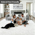6x9 Area Rugs for Living Room Bedroom: Ultra Soft Fluffy Shag Rug Upgrade Non-Slip Non-Shedding Large Fuzzy Plush Carpet Indoor Floor Carpets for Kids Room Playroom Nursery Dorms Home Decor Ivory