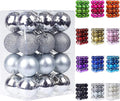 Emopeak 24Pcs Christmas Balls Ornaments for Xmas Christmas Tree - 4 Style Shatterproof Christmas Tree Decorations Hanging Ball for Holiday Wedding Party Decoration (Silver, 2.4"/6.2CM)
