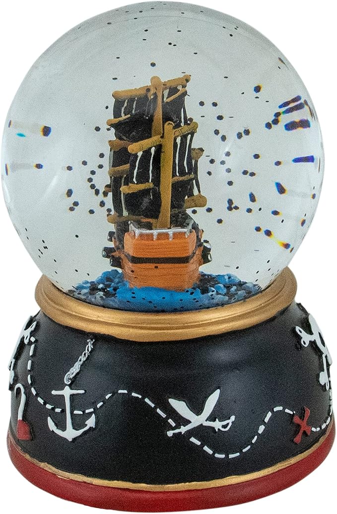 5" Children's Musical Pirate Ship at Sea Snow Globe