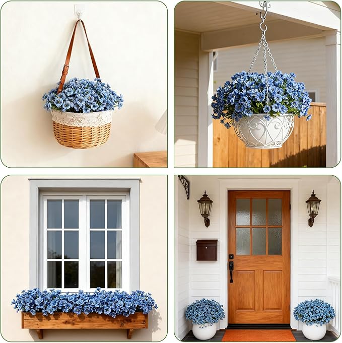 24 Bundles Artificial Flowers for Outdoor Faux Plants for Spring Summer Decoration, UV Resistant Realistic Silk Plastic Fake Flowers Garden Porch Patio Balcony Yard Front Home Decor